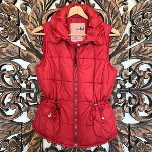 Puffer Vest - Red Puffy Vest - COLE B Vest - Outerwear - Red Quilted Puffy Vest